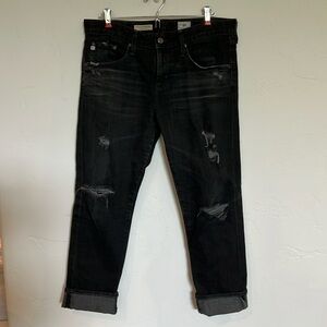 AG Ex-Boyfriend Slim Faded black denim capris